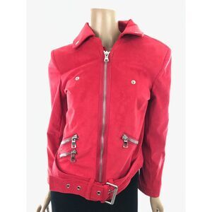 Fauxgerty 'The Swazey' Faux Red Suede Jacket Boxy Cropped Size M MSRP $495